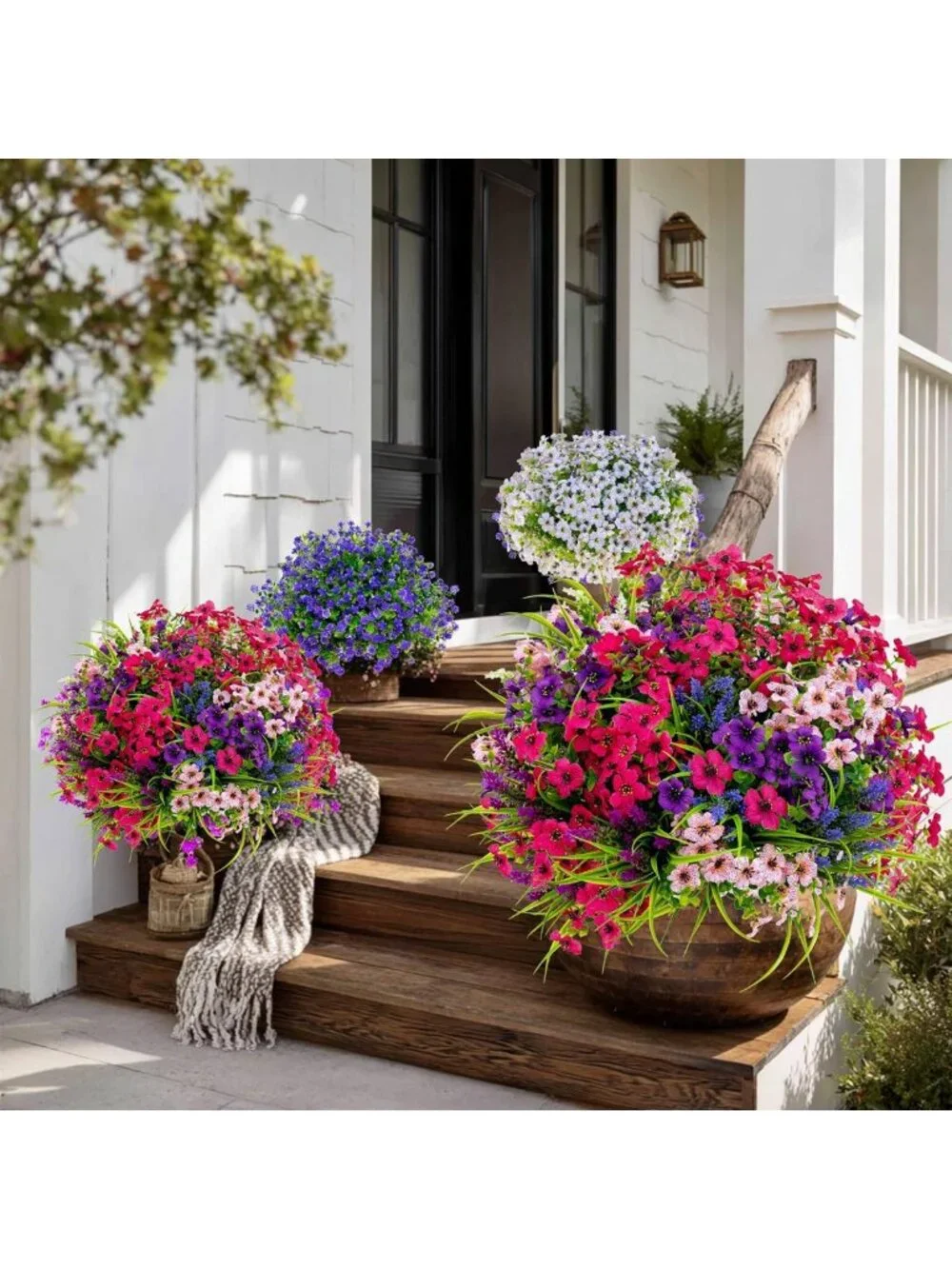 16 Bundles UV Resistant Artificial Flowers - Faux Plants for Garden, Patio